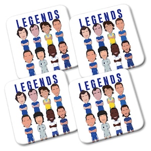 Chelsea Legends Printed 4 Pack Of Coasters Great Gift Terry Lampard Drogba etc Printed In The UK