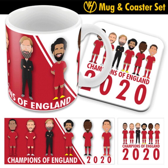 Liverpool Champions of England 2020 Vector Heroes Printed Mug