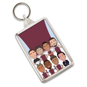 Aston Villa 2024-25 Vector Heroes Key Ring Keyring Key Chain Cash Emery Watkins Great Gift For Villa Fans Printed in The UK