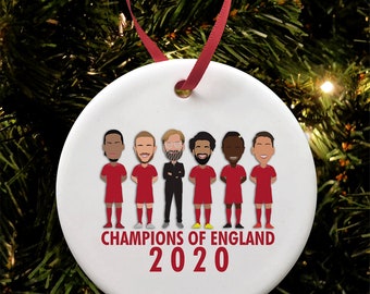 Liverpool Champions Of England 2020 Christmas Tree Decoration Bauble Ceramic etc