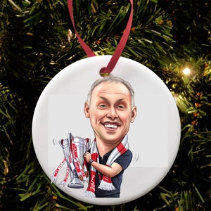 Steve Cooper Forest 2022-23 Promotion Play Off Winners Christmas Tree Decoration Flat Ceramic Bauble Great Christmas Gift Nottingham