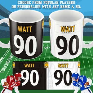 Steelers Personalised American Football Mug Cup Great Christmas Gift For American Football Fans Add Any Name & Number Pittsburgh
