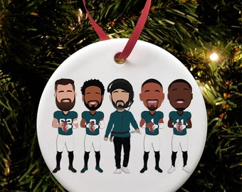 Eagles 2023-24 Season American Football Christmas Tree Decoration Flat Ceramic Bauble Philadelphia Philly