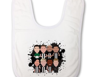 Newcastle Utd 2024-25 Printed Baby Bib Burp Cloth Howe Pope etc Great Gift Toon Army