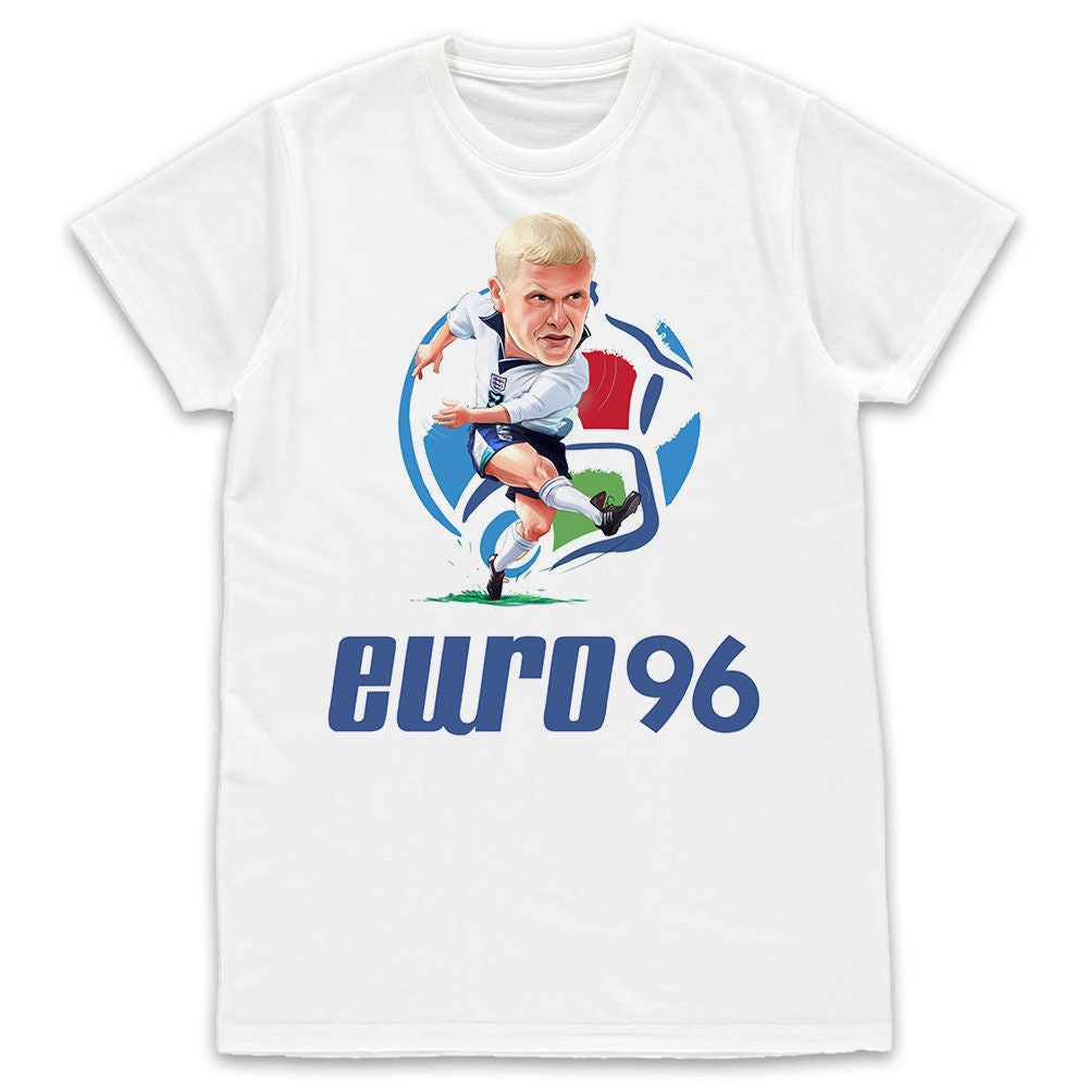 England Football Euro 96 Caricature Printed T-shirt Tshirt Gazza