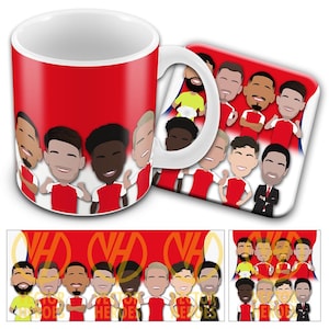 Arsenal 2024-25 Printed Mug & Coaster Set Arteta White Saka etc Great Christmas Gift For Gunners