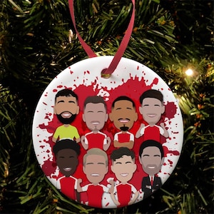 Arsenal 2024-25 Kerstboomversiering Platte Keramische Kerstbal Arteta Saka Wit Etc Arsenal Kerstbal Geweldig Cadeau Voor Gunners Fans