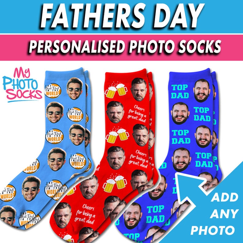 Personalised Fathers Day Photo Socks Novelty Fathers Day Gift Etsy
