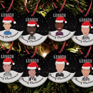 Newcastle Legends Christmas Tree Decoration Flat Ceramic Bauble Shearer Robson etc Utd Pack Of 8 Great Gift For Toon Army Fans