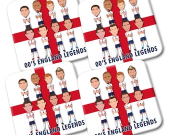Legends Of England Confezione da 4 sottobicchieri Vector Heroes Ottima scelta regalo di design Euro England Football