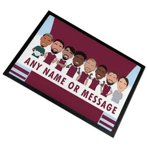 West Ham Utd Vector Heroes Personalised Door Mat Floor Mat Man Cave Bar 2024-25 Add Any Name Message Or Text Hammers Fans