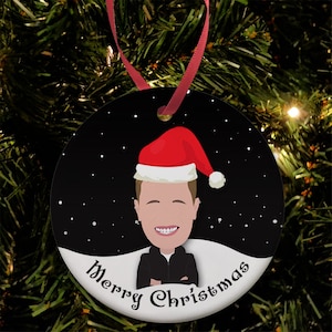 Newcastle 2023-24 Eddie Howe Santa Hat Christmas Tree Decoration Flat Ceramic Bauble Great Gift For Toon Army Fans