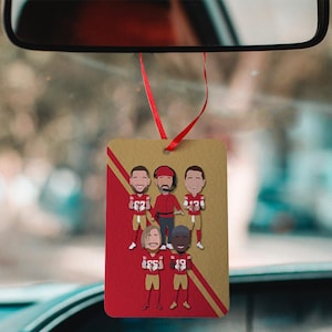 49ers 2024-25 Car Air Freshener Choice of Scent Vector Heroes With Re-usable Fragrance Bottle