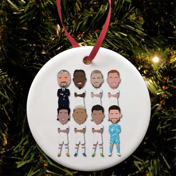 Spurs 2023-24 Christmas Tree Decoration Flat Ceramic Bauble Postecoglu, Maddison, Son etc