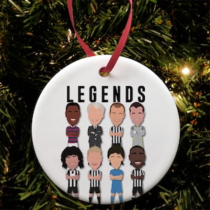 Newcastle Legends Christmas Tree Decoration Flat Ceramic Bauble Shearer Robson etc Great Gift For Toon Army Fans