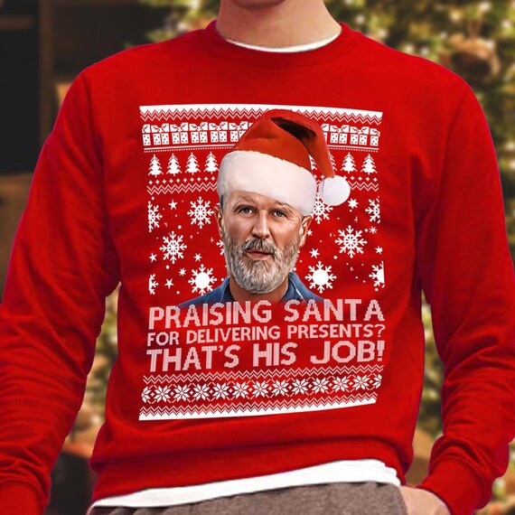 Roy Keane Praising Santa for Doing His Job Red Christmas Jumper