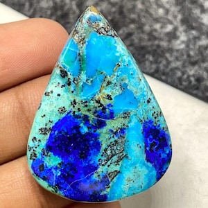 Top Quality BlueBird Azurite Malachite, Pear Cabochon, 49x29x6 MM, 43 CTS, Beautiful Cabochon, #B-7353