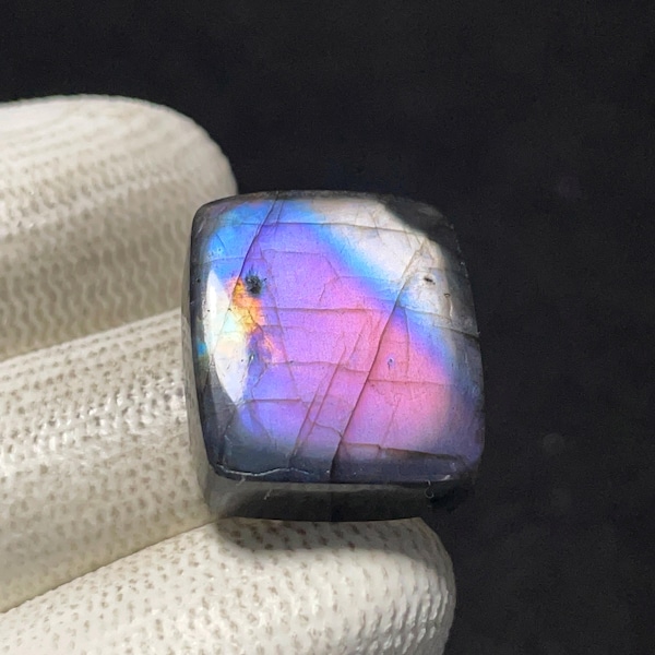 Topkwaliteit paarse spectroliet edelsteen, kussen cabochon, 20 x 17 x 6 mm, 24 CTS, prachtige cabochon, #C-00379