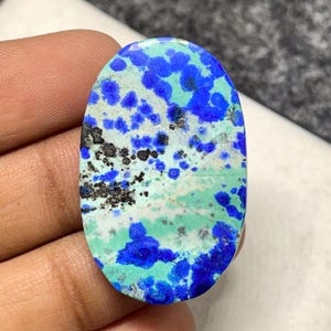 Top Quality BlueBird Azurite Malachite, Oval Cabochon, 35x22x5 MM, 32 CTS, Beautiful Cabochon, #B-7347