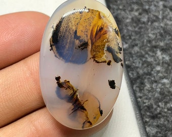 Agata dendritica, cabochon ovale, 40x26x8 MM, 70 CTS, bellissimo cabochon, #B-5623