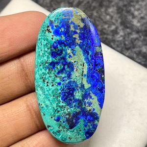 Top Quality BlueBird Azurite Malachite, Oval Cabochon, 45x23x5 MM, 56 CTS, Beautiful Cabochon, #B-7343