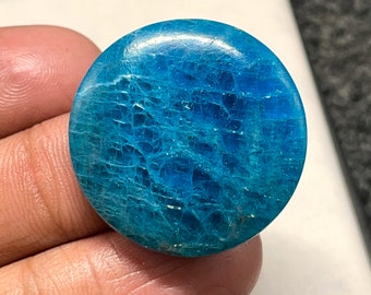 Apatite bleue, cabochon rond, 29 x 6 mm, 51 beaux cabochons CTS, # B-4662