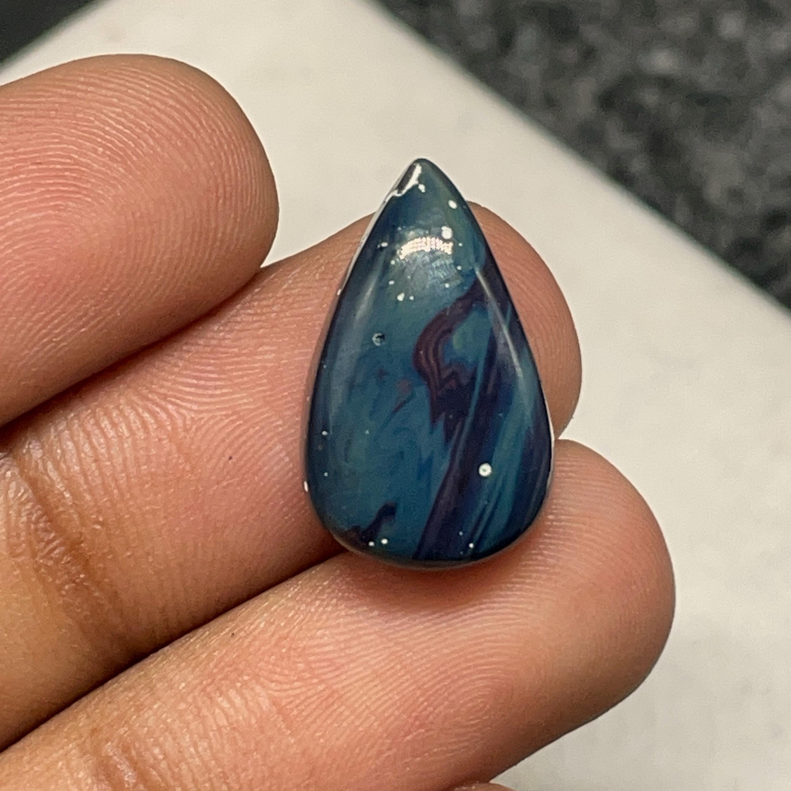 Leland Blue, Pear Cabochon, 19x11x5 MM, 9 CTS, Beautiful Cabochon, #B-6355