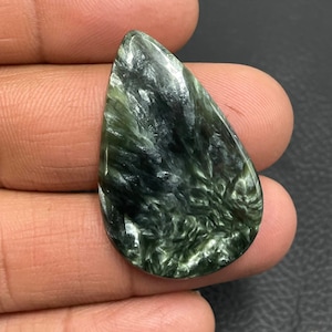 Séraphinite, cabochon poire, 39x25x5 mm, 40 CTS, beau cabochon, -#707