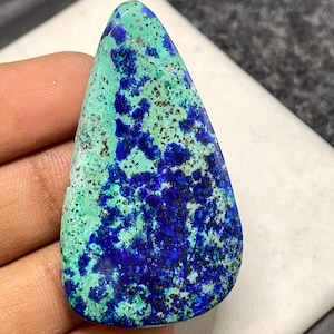 Top Quality BlueBird Azurite Malachite, Pear Cabochon, 48x27x6 MM, 63 CTS, Beautiful Cabochon, #B-7323