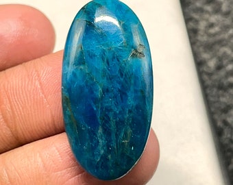 Apatite bleue, cabochon ovale, 33 x 17 x 6 mm, 35 magnifiques cabochons CTS, # B-4647