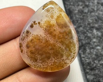 Dendritic Agate, Pear Cabochon, 35x29x7 MM, 54 CTS, Beautiful Cabochon, #B-5625