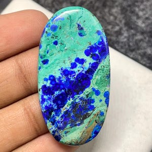 Top Quality BlueBird Azurite Malachite, Oval Cabochon, 44x23x5 MM, 49 CTS, Beautiful Cabochon, #B-7344