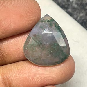 Moosachat Rosenschliff, Birnen-Cabochon, 19x17x5 MM, 11 CTS, wunderschöner Cabochon, # A-7279