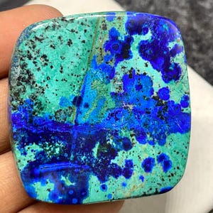 Top Quality BlueBird Azurite Malachite, Cushion Cabochon, 40x39x6 MM, 107 CTS, Beautiful Cabochon, #B-7326