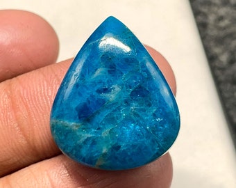 Apatite bleue, cabochon poire, 27 x 22 x 8 mm, beaux cabochons 43 CTS, # B-4654