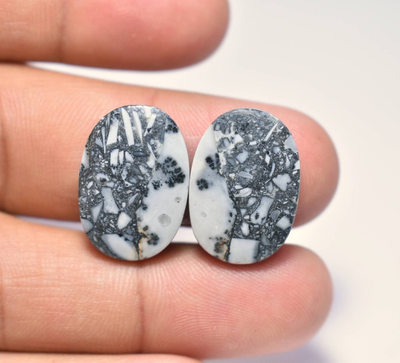 Beautiful Cabochon, 21x15x5 MM Dendritic Maligano Jasper Pair 33 CTS Freeform Cabochon #436