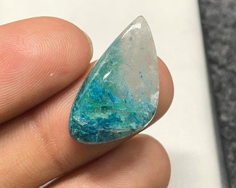 Azurita de onda de hielo, cabujón de forma libre, 26x15x6 MM, 16 CTS, hermoso cabujón, #B-5542