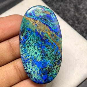 Top Quality BlueBird Azurite Malachite, Oval Cabochon, 45x25x6 MM, 58 CTS, Beautiful Cabochon, #B-7318