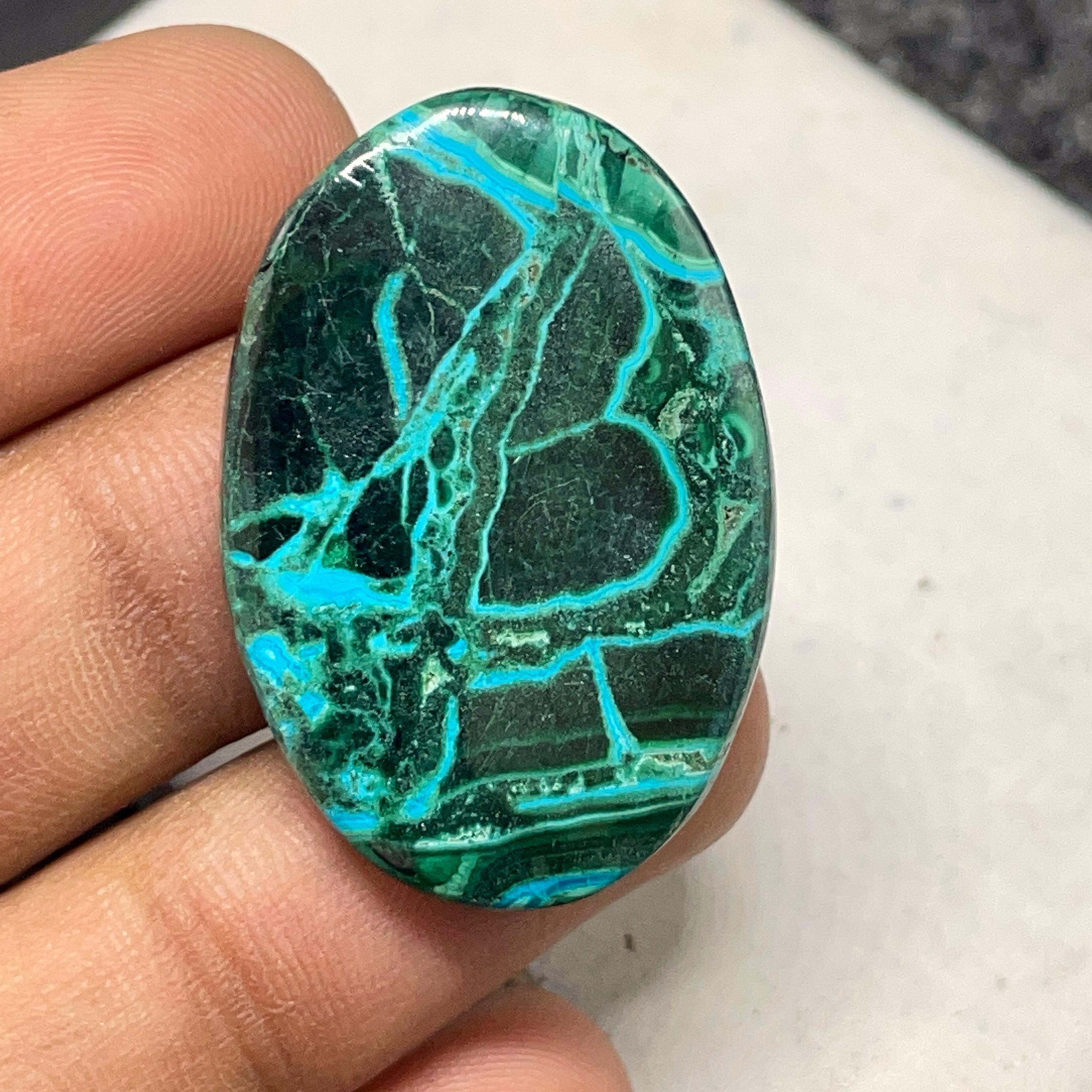 River Wave Malachite Chrysocolla, Oval Cabochon, 32x22x5 MM, 39