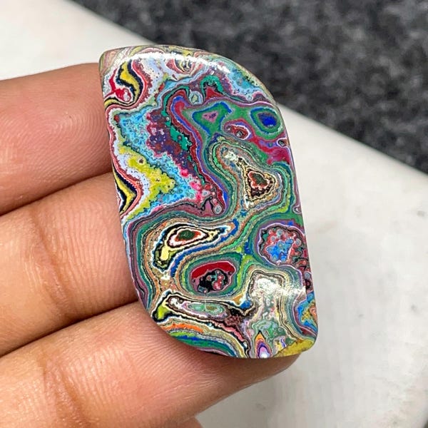 Top Quality Fordite, Freeform Cabochon, 35x18x4 MM 11 CTS, Beautiful Cabochon For Jewellery Making, # B-9737