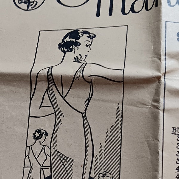 Vintage Original 1930's Marian Martin Pattern 9070 for Woman's Slip Bust 40 Hips 43