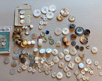 Vintage Mixed Lot of Mother of Pearl Buttons and Embellishments