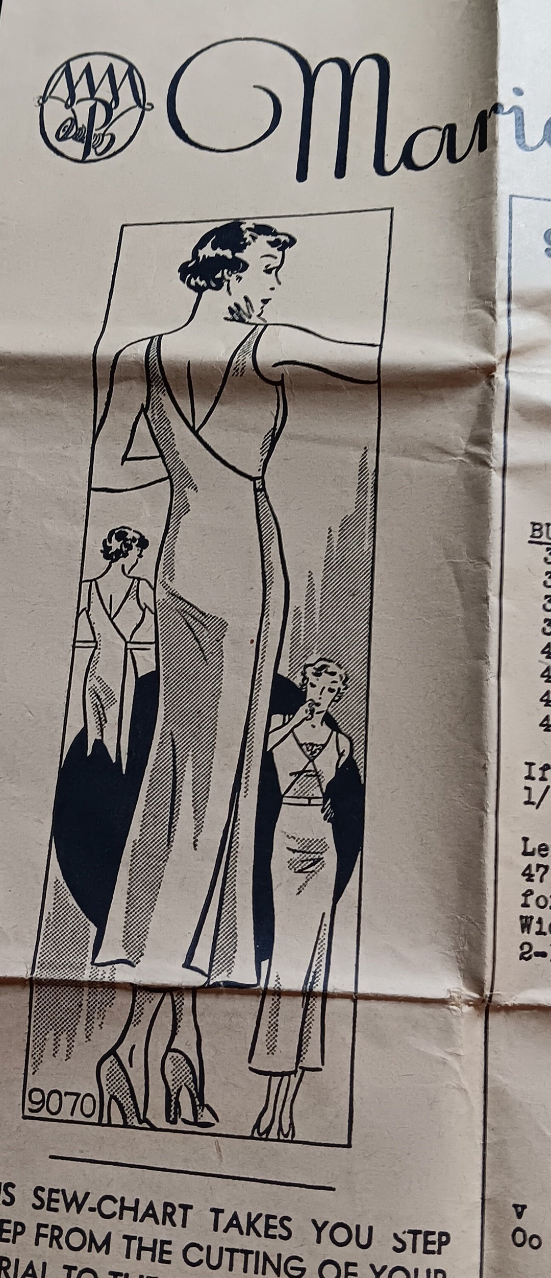 Vintage Original 1930's Marian Martin Pattern 9070 for Woman's Slip ...