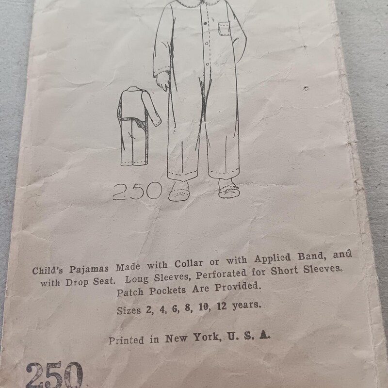 1930's Advance Child's Pajama Pattern - Chest 30
