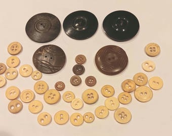 Vintage Buttons from Horn, Hoof, Bone Material