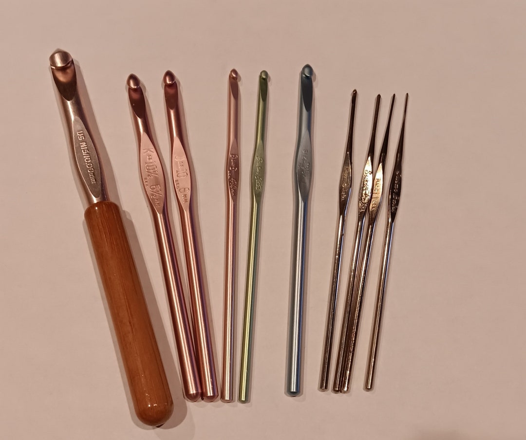 10 Vintage Aluminum and Steel Inline Crochet Hooks 8 Susan Etsy