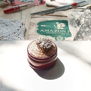 Vintage Sewing Stick Pin Puritan Pyramid Pins Wood Base Container