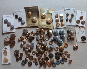 Vintage Metal Buttons- World, Faux English Military, Remington Express, and More