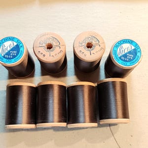 Antique Spool of Rice&#39;s Machine Silk, Handi-End Spools, size 00, Dark Gray Brown, 1000 yards, Choice of 1