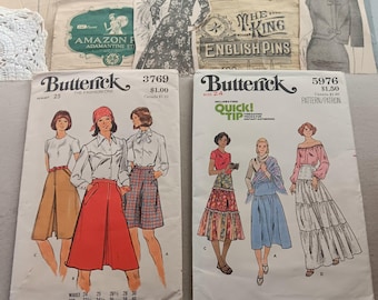 2 Vintage Sewing Patterns, 1970s, Butterick 5976 Misses Skirt Size 24 and Butterick 3769 Misses Skirts Waist 25